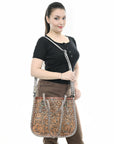 American Darling Adbg1478A Cross Body I Hand Tooled Crocodile Embossed Genuine Leather Women Bag Western Handbag Purse
