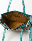 American Darling Adbg1478B Tote Hand Tooled Crocodile Embossed Genuine Leather Women Bag Western Handbag Purse
