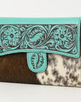 American Darling Adbgz842B Wallet Hand Tooled Hair-On Genuine Leather Women Bag Western Handbag Purse