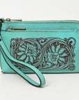American Darling Adbgz844B Wristlet Hand Tooled Genuine Leather Women Bag Western Handbag Purse