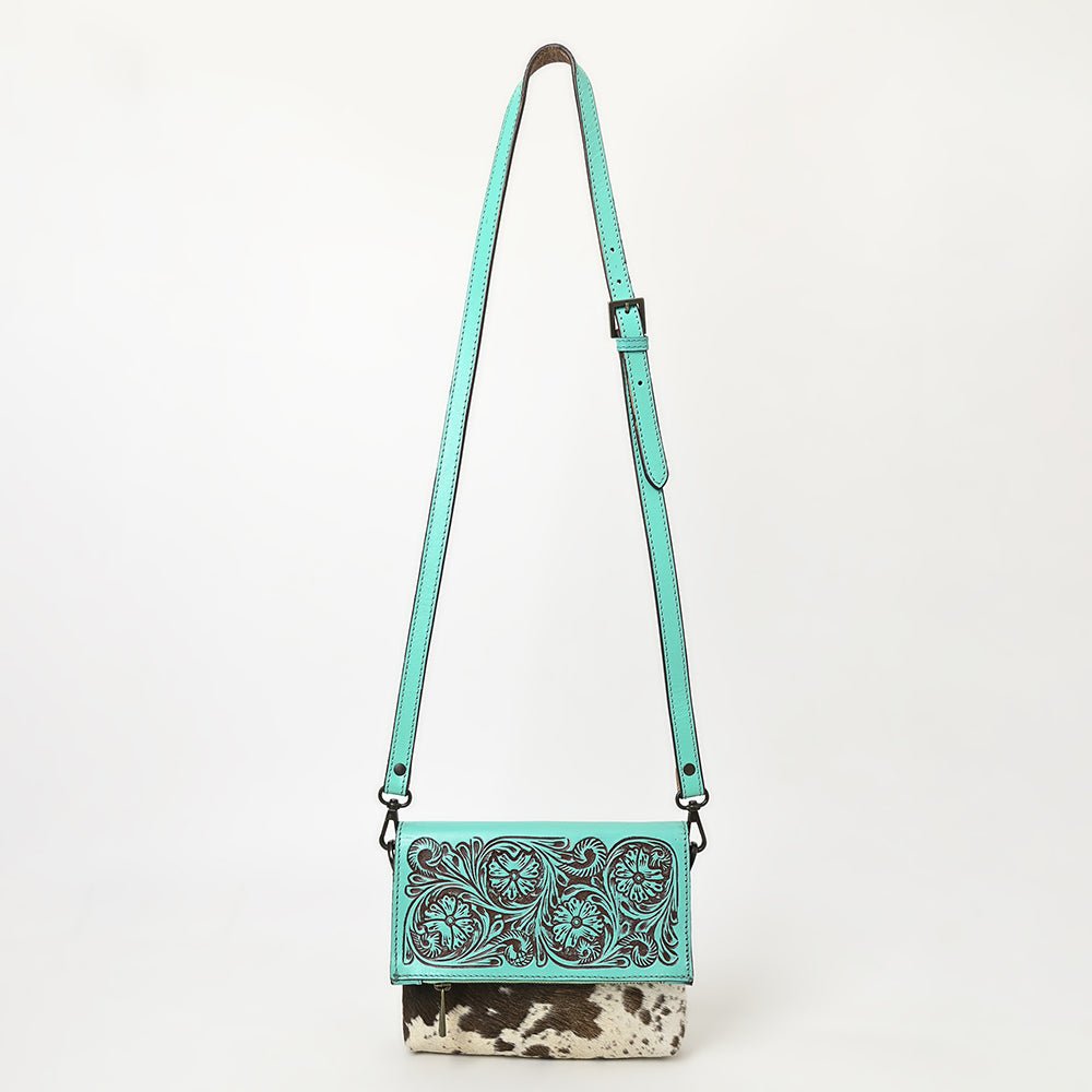 American Darling Adbgz846B Cross Body I Hand Tooled Hair-On Genuine Leather Women Bag Western Handbag Purse
