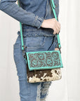 American Darling Adbgz846B Cross Body I Hand Tooled Hair-On Genuine Leather Women Bag Western Handbag Purse