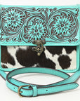 American Darling Adbgz847B Cross Body I Hand Tooled Hair-On Genuine Leather Women Bag Western Handbag Purse