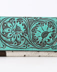 American Darling Adbgz848B Wallet Hand Tooled Hair-On Genuine Leather Women Bag Western Handbag Purse
