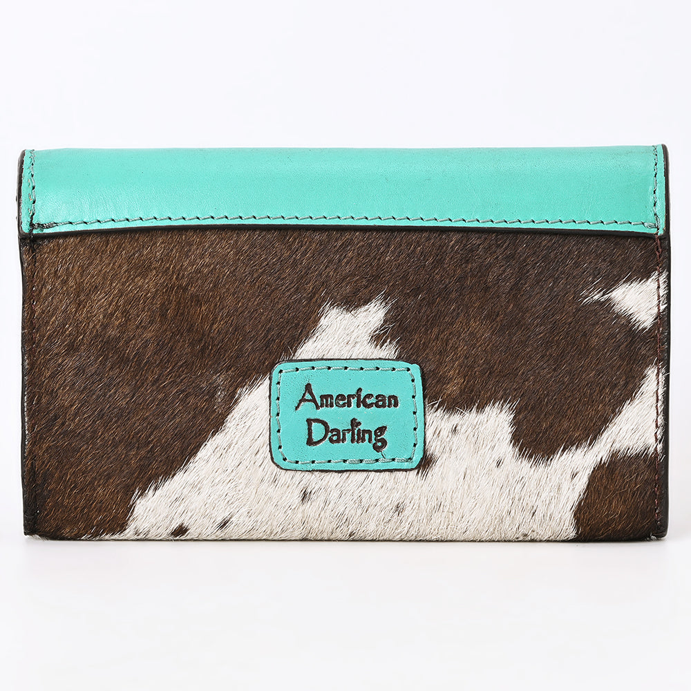American Darling Adbgz848B Wallet Hand Tooled Hair-On Genuine Leather Women Bag Western Handbag Purse