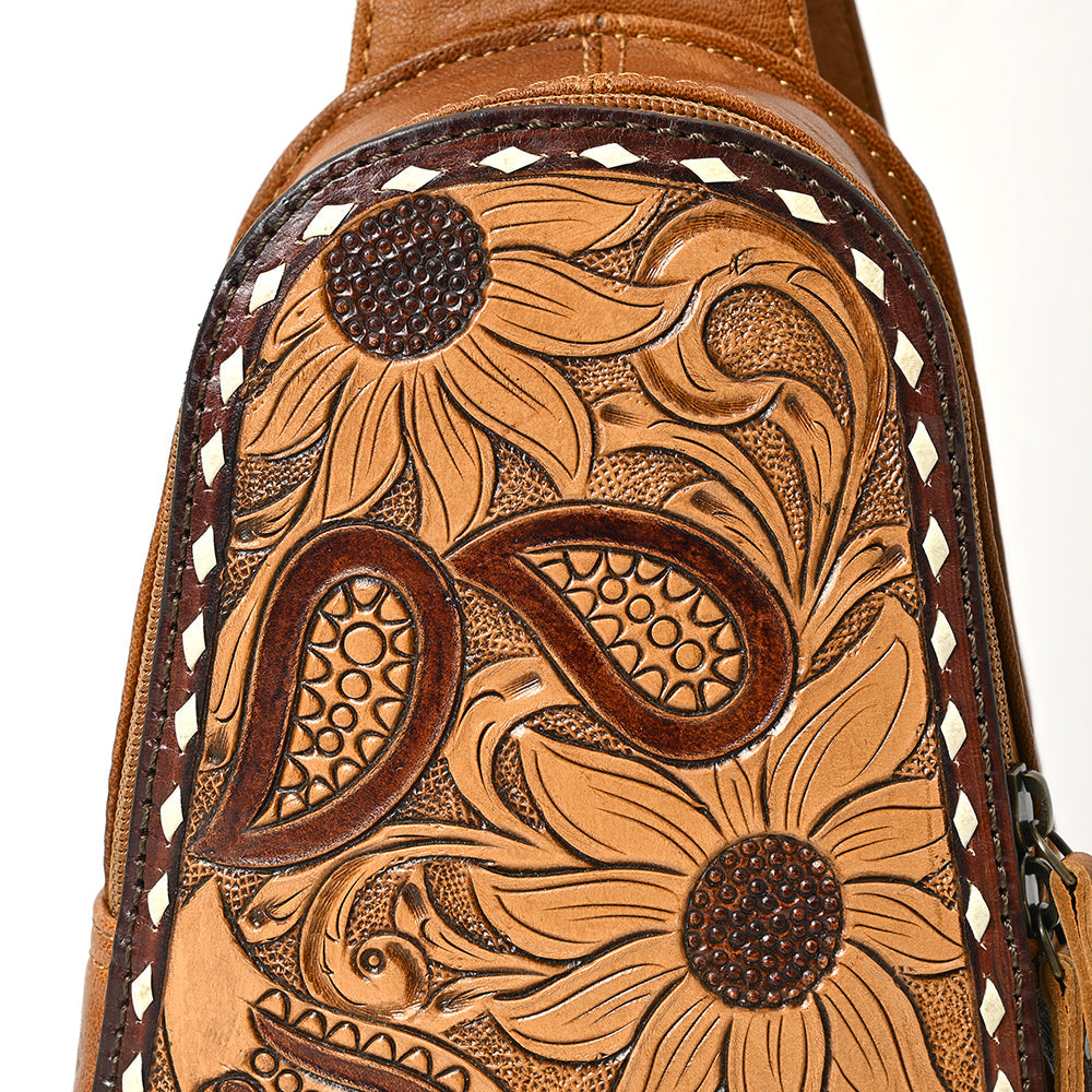 American Darling Sling Hand Tooled Genuine Leather Women Bag Western Handbag Purse