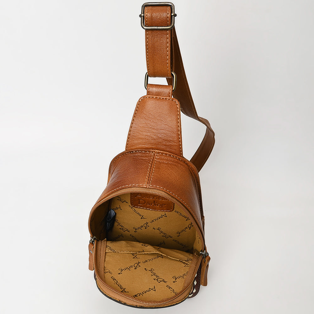 American Darling Sling Hand Tooled Genuine Leather Women Bag Western Handbag Purse
