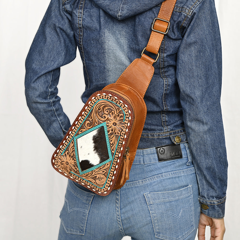 American Darling Sling Hand Tooled Genuine Leather Women Bag Western Handbag Purse