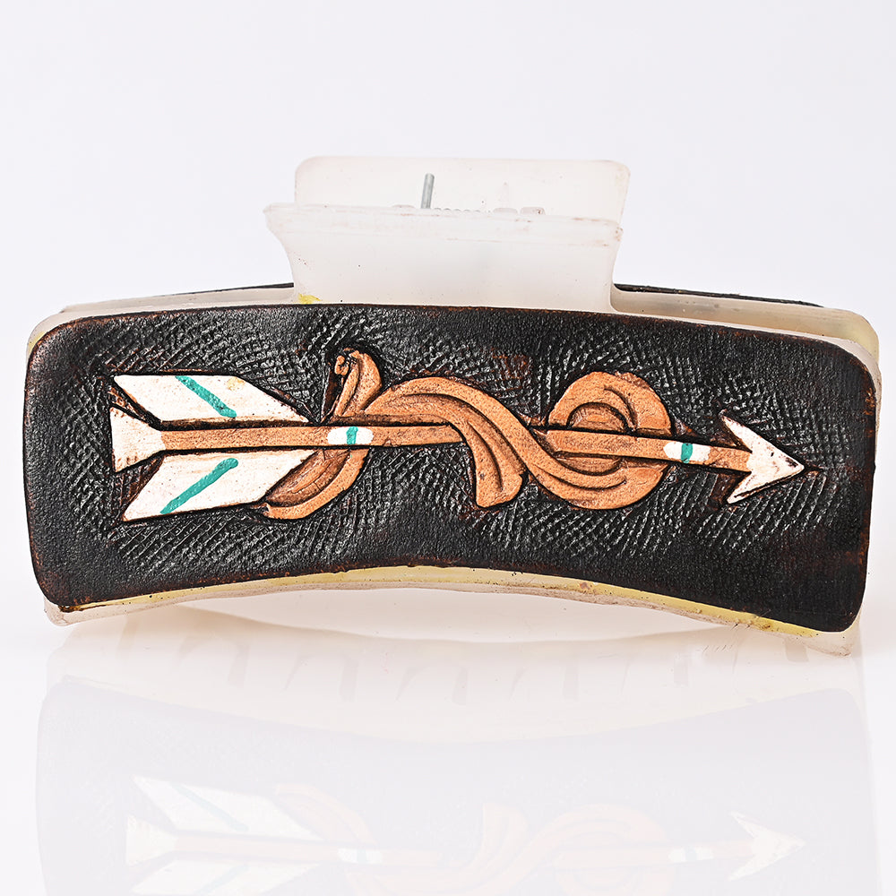 Handcrafted Genuine Leather Hair Band Clip Clasp With Western Embellishments For Girls