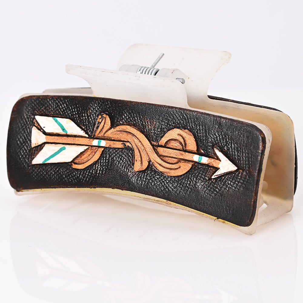 Handcrafted Genuine Leather Hair Band Clip Clasp With Western Embellishments For Girls