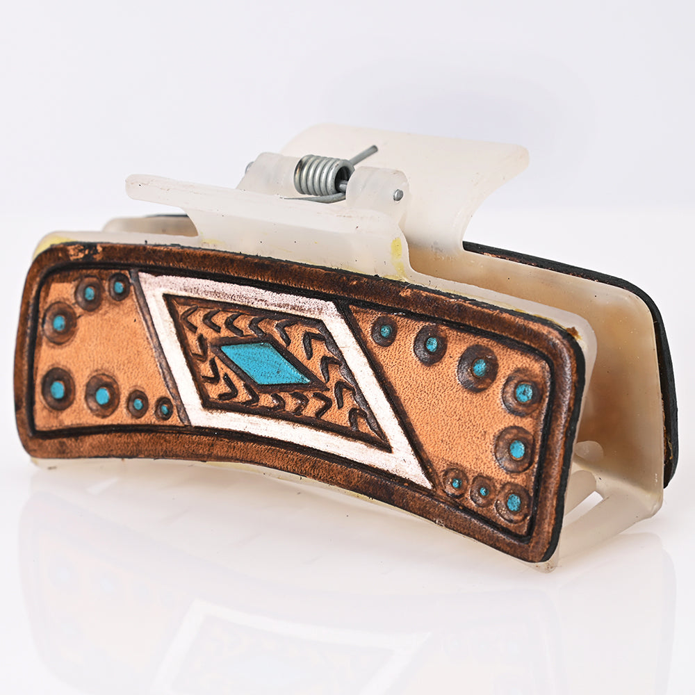 Beautifully Hand Tooled Women Ladies Hair Band Clip Clutcher