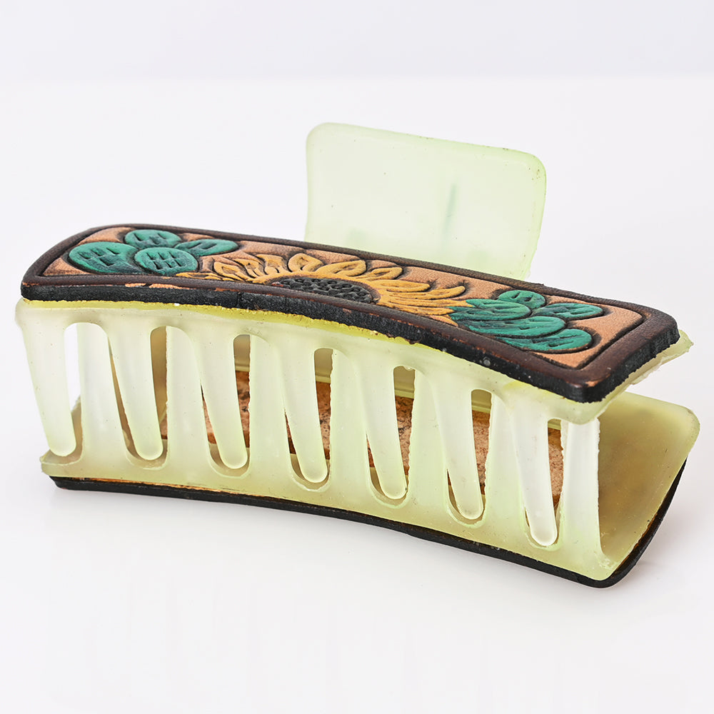 American Darling Beautifully Hand Tooled Women Ladies Hair Band Clip Clutcher