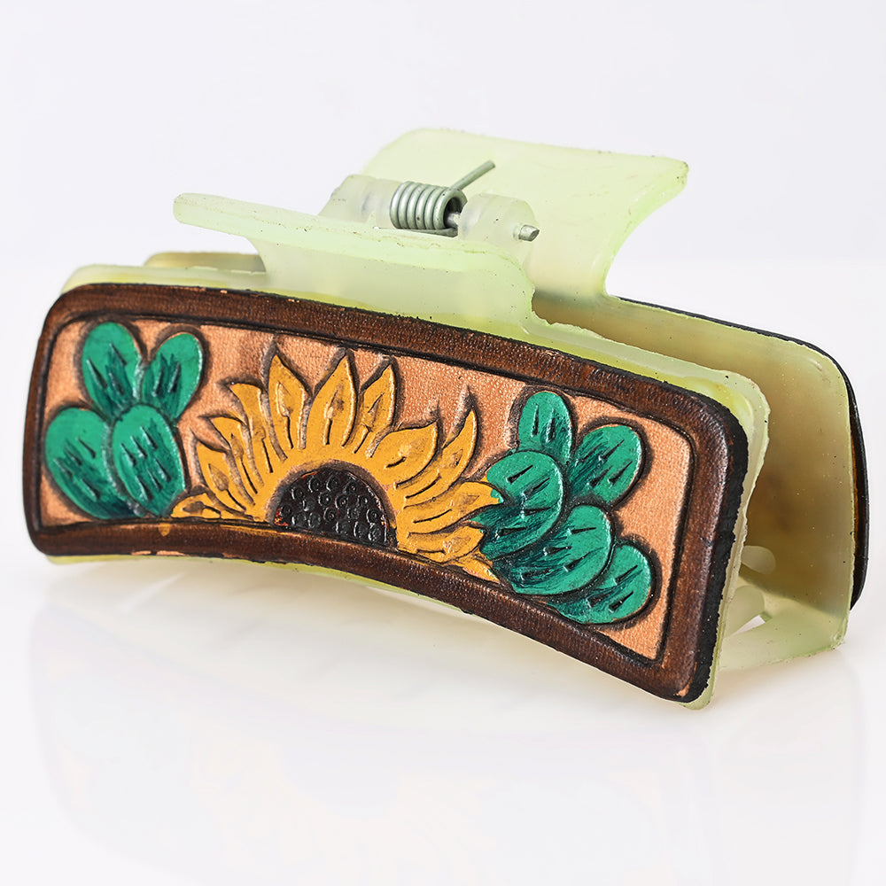 American Darling Beautifully Hand Tooled Women Ladies Hair Band Clip Clutcher