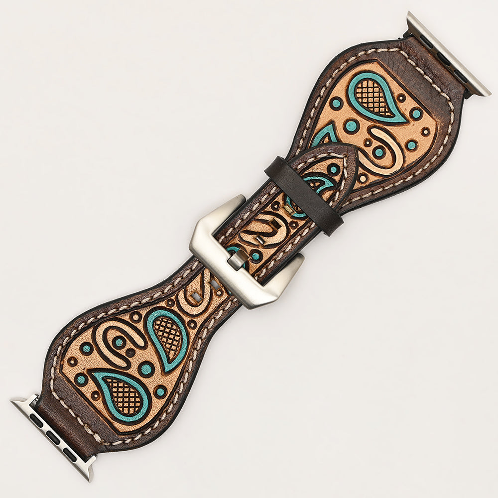 American Darling Beautifully Hand Tooled Genuine American Leather I watch Strap Men and Women Unisex
