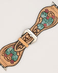 American Darling Beautifully Hand Tooled Painted Genuine Leather I watch Strap Men and Women Unisex