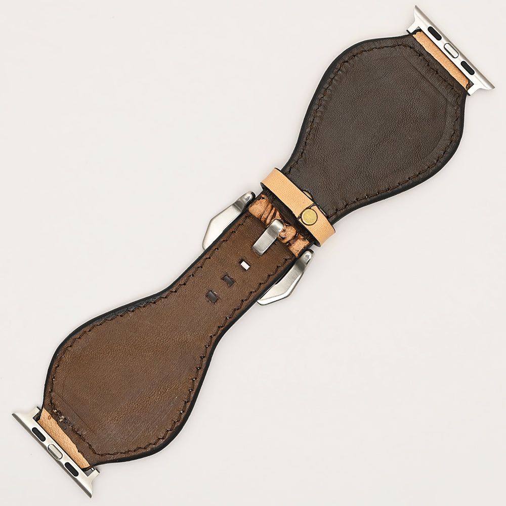 American Darling Beautifully Hand Tooled Painted Genuine Leather I watch Strap Men and Women Unisex