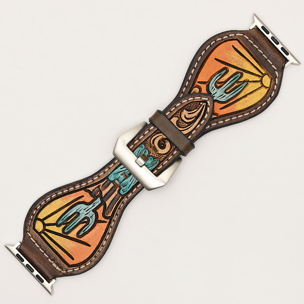American Darling Beautifully Hand Tooled Genuine American Leather I watch Strap Men and Women Unisex