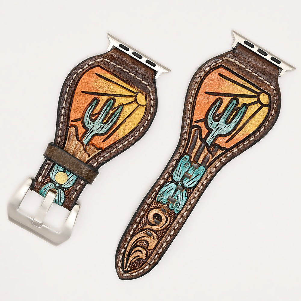 American Darling Floral Hand Tooled I watch Men Women Genuine Leather