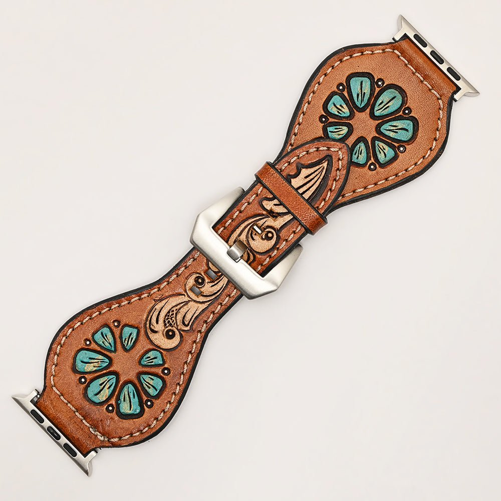 American Darling Floral Hand Tooled I watch Men Women Genuine Leather