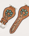 American Darling Beautifully Hand Tooled Painted Genuine Leather I watch Strap Men and Women Unisex