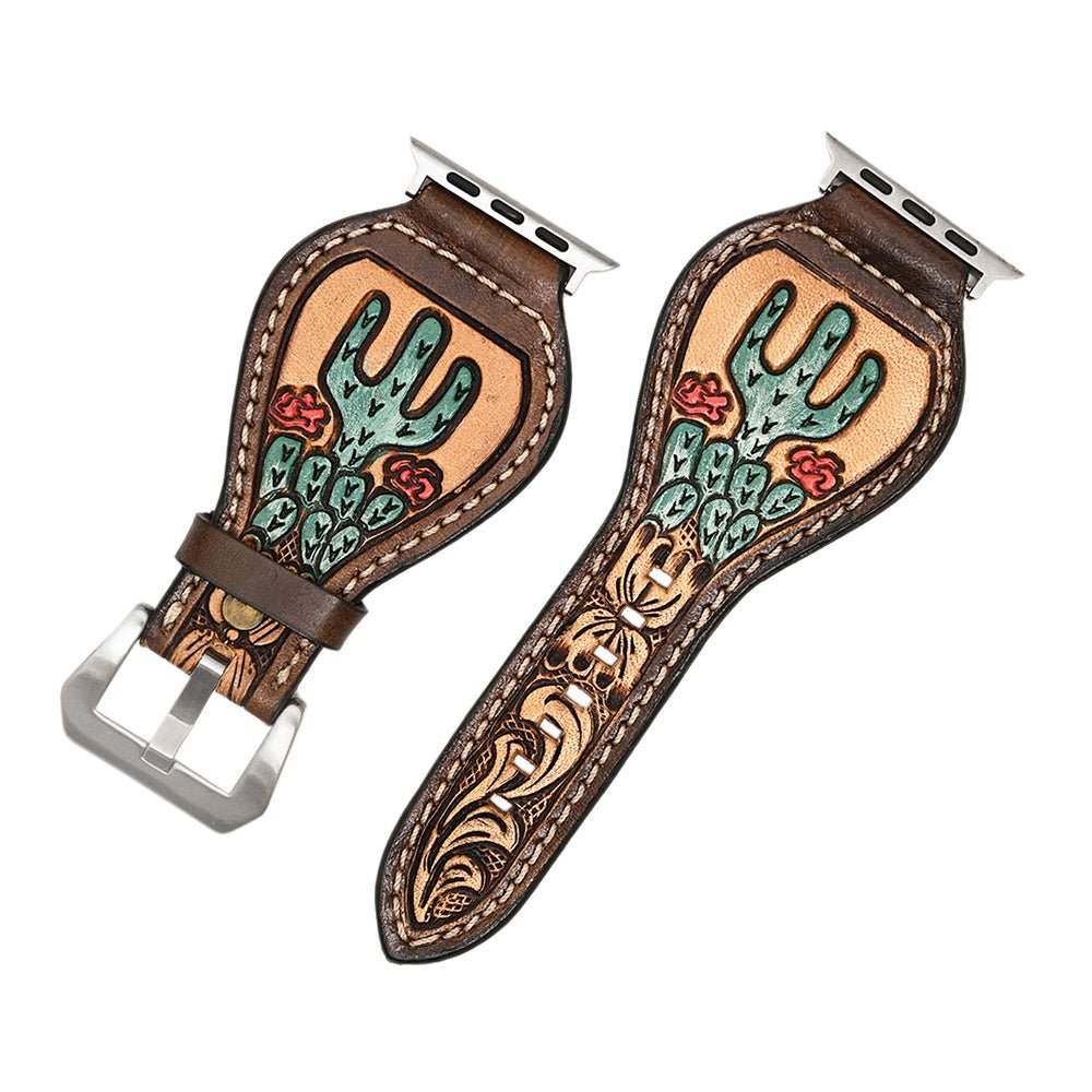 American Darling Floral Hand Tooled I watch Men Women Genuine Leather