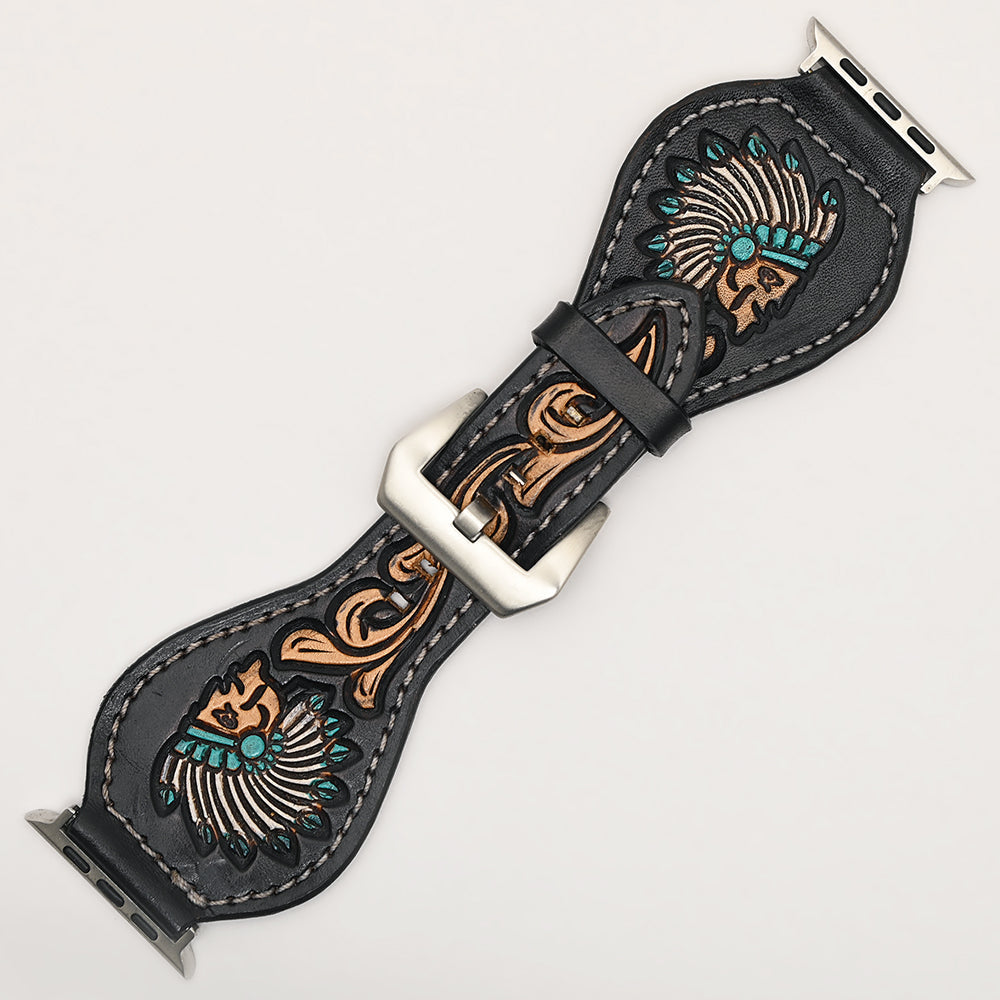 American Darling Beautifully Hand Tooled Genuine American Leather I watch Strap Men and Women Unisex