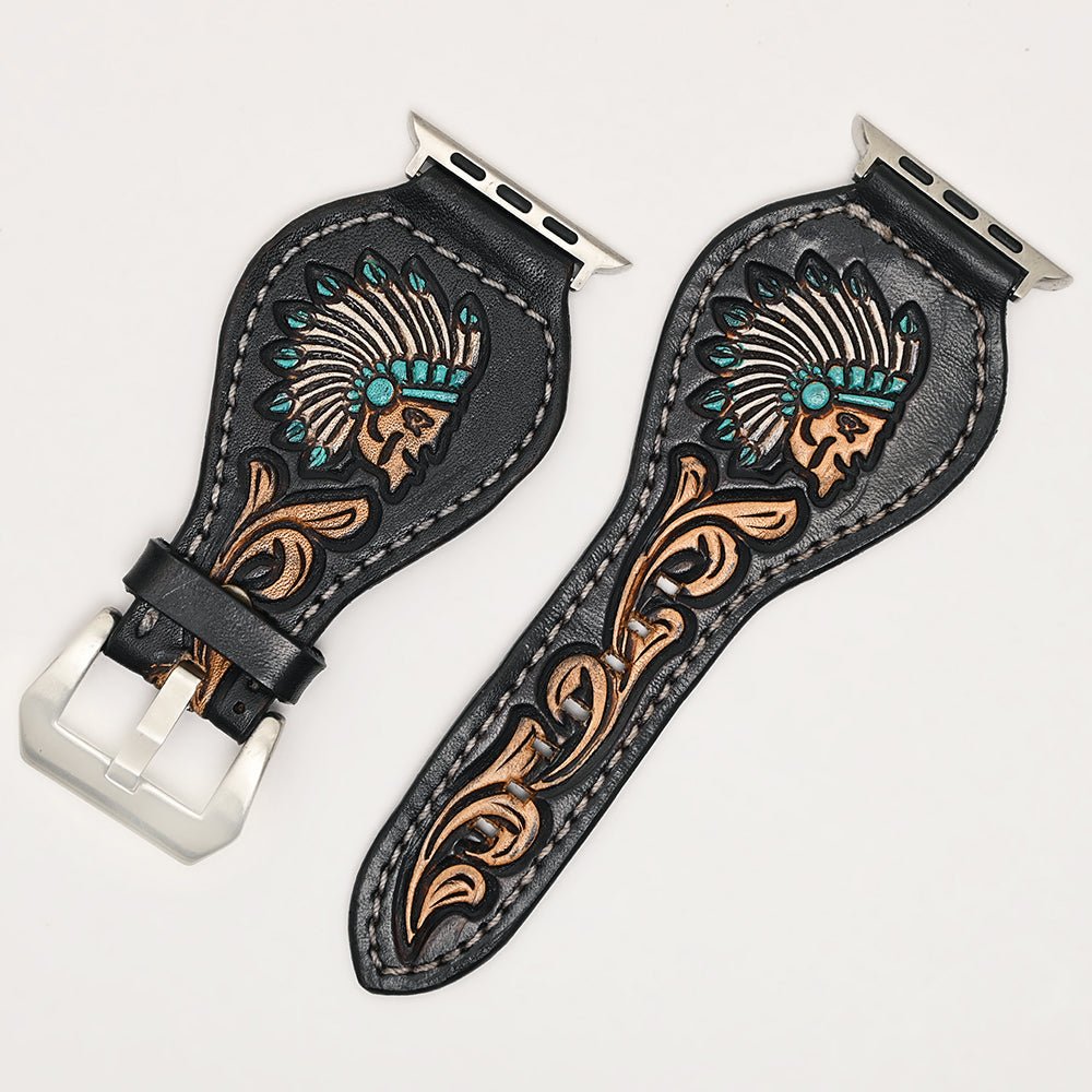 American Darling Floral Hand Tooled I watch Men Women Genuine Leather