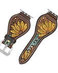 American Darling Beautifully Hand Tooled Painted Genuine Leather I watch Strap Men and Women Unisex