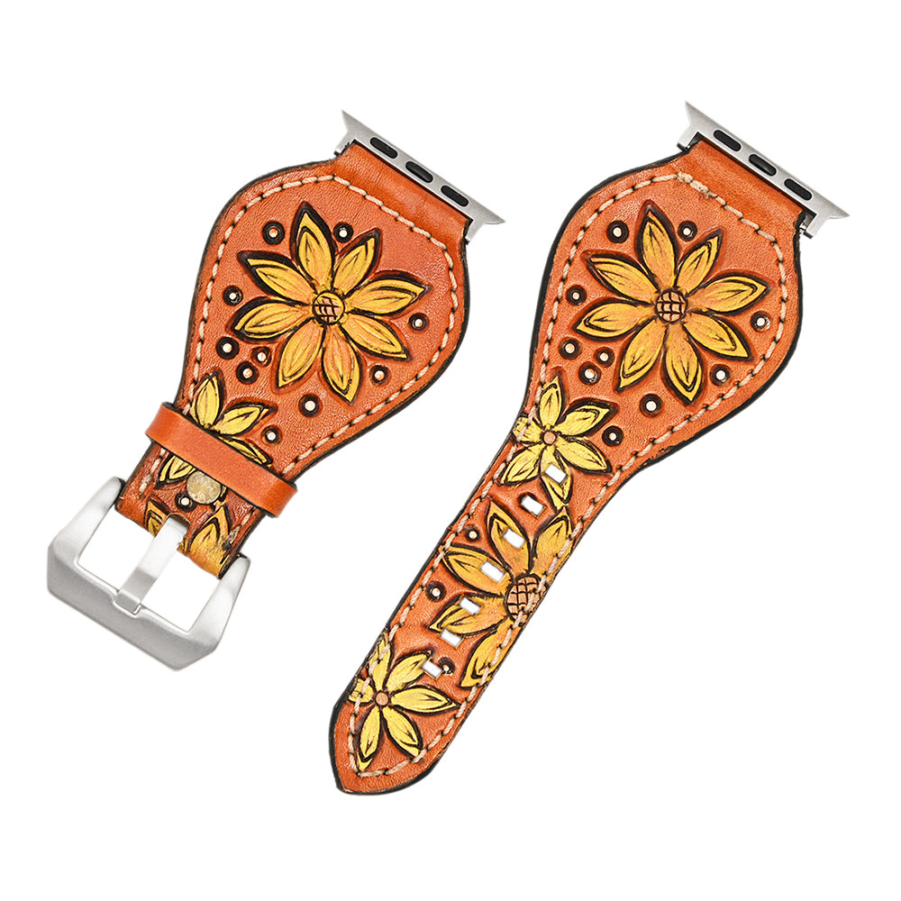 American Darling Beautifully Hand Tooled Genuine American Leather I watch Strap Men and Women Unisex