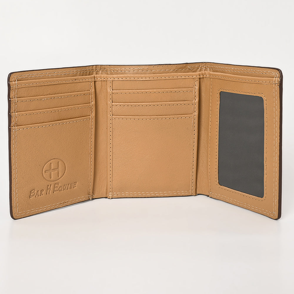 BAR H EQUINE Rodeo Floral Bifold &amp; Trifold Wallet For Men Women HairOn Genuine Leather Tan