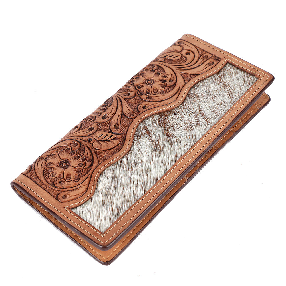 BAR H EQUINE Rodeo Floral Bifold &amp; Trifold Wallet For Men Women HairOn Genuine Leather Tan