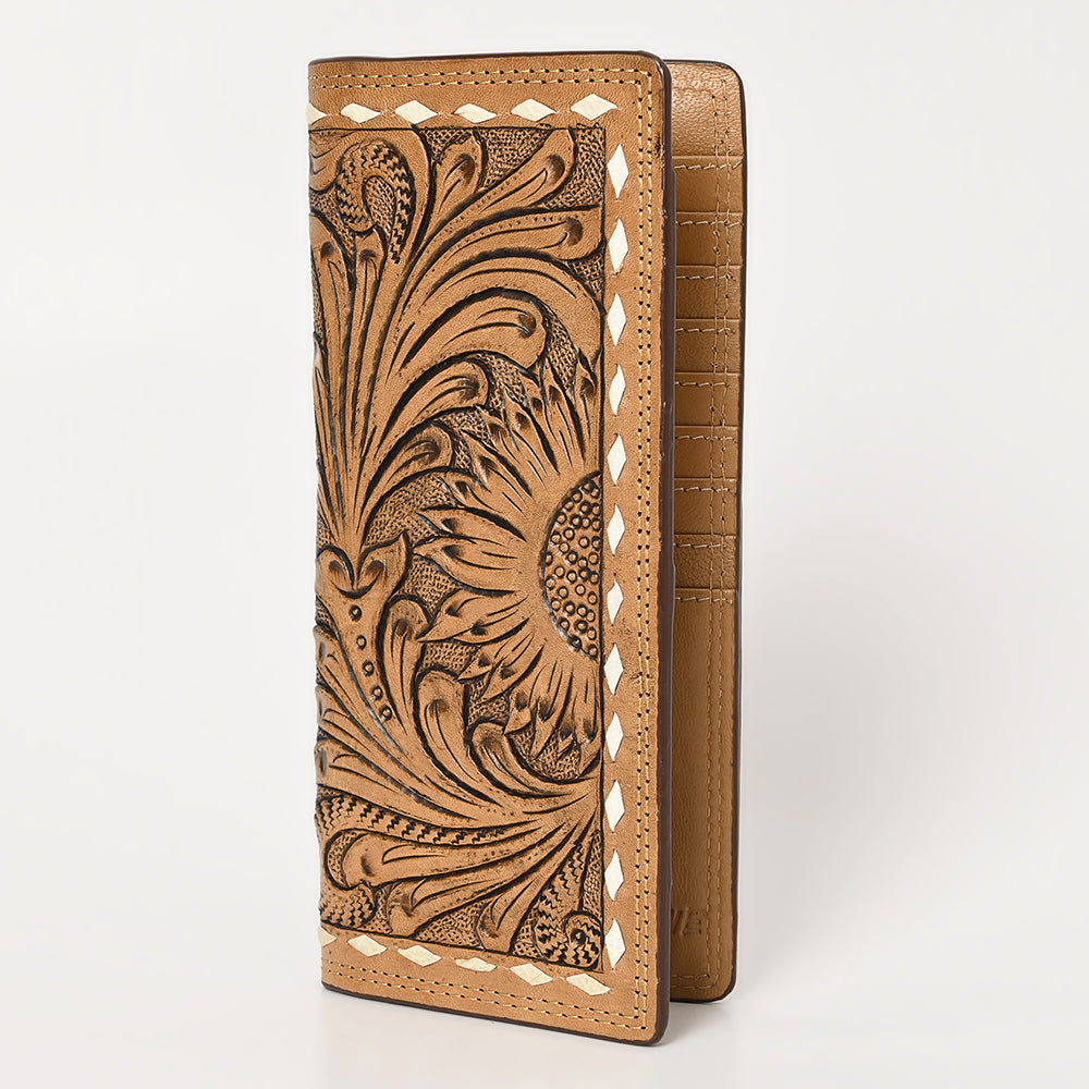 BAR H EQUINE Rodeo Floral Bifold &amp; Trifold Wallet For Men Women Genuine Leather Tan