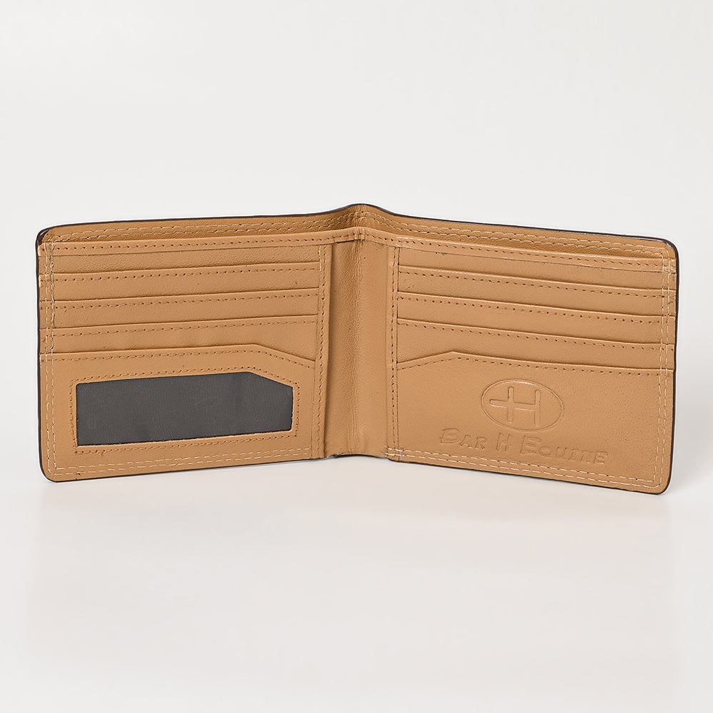 BAR H EQUINE Rodeo Floral Bifold &amp; Trifold Wallet For Men Women Genuine Leather Tan