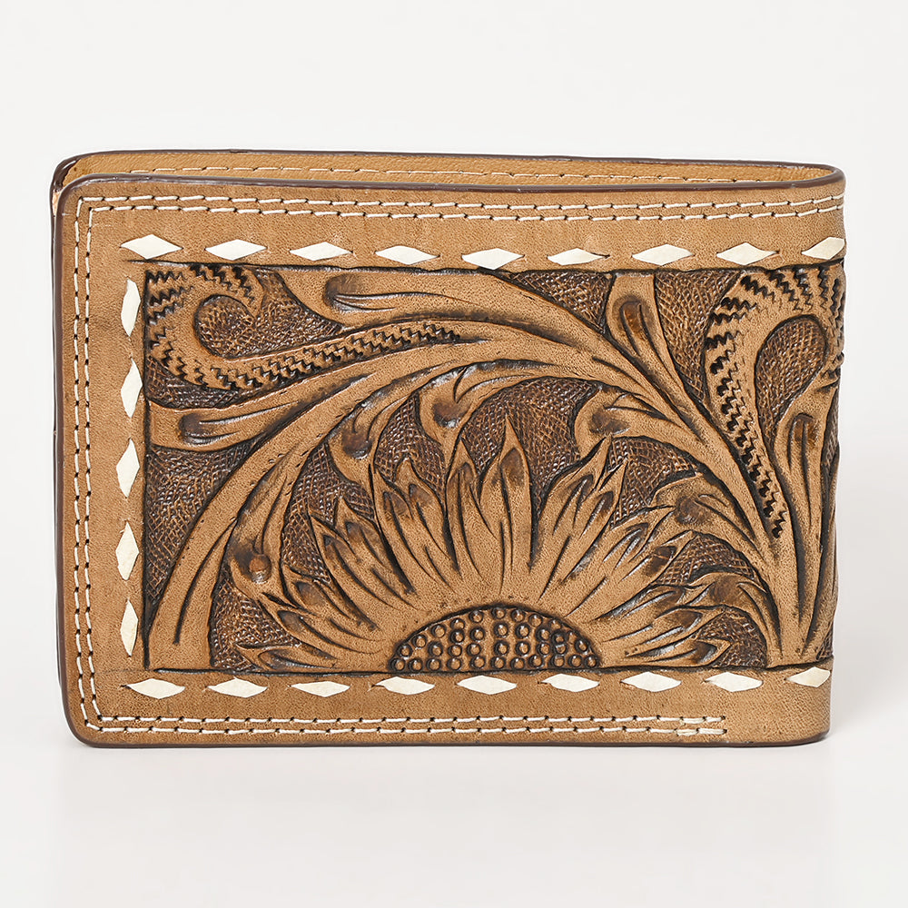 BAR H EQUINE Rodeo Floral Bifold &amp; Trifold Wallet For Men Women Genuine Leather Tan