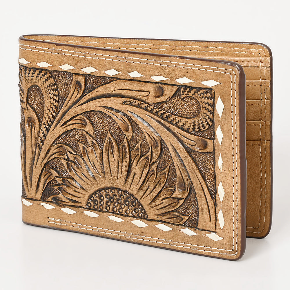 BAR H EQUINE Rodeo Floral Bifold &amp; Trifold Wallet For Men Women Genuine Leather Tan