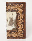 BAR H EQUINE Rodeo Floral Bifold & Trifold Wallet For Men Women HairOn Genuine Leather Tan