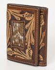 BAR H EQUINE Rodeo Floral Bifold & Trifold Wallet For Men Women HairOn Genuine Leather Tan