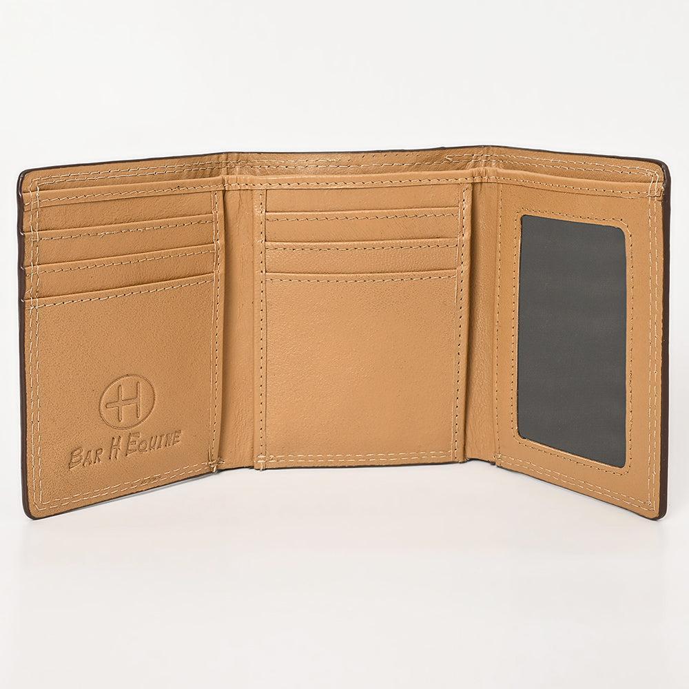 BAR H EQUINE Rodeo Floral Bifold &amp; Trifold Wallet For Men Women HairOn Genuine Leather Brown