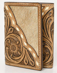 BAR H EQUINE Rodeo Floral Bifold & Trifold Wallet For Men Women HairOn Genuine Leather Brown