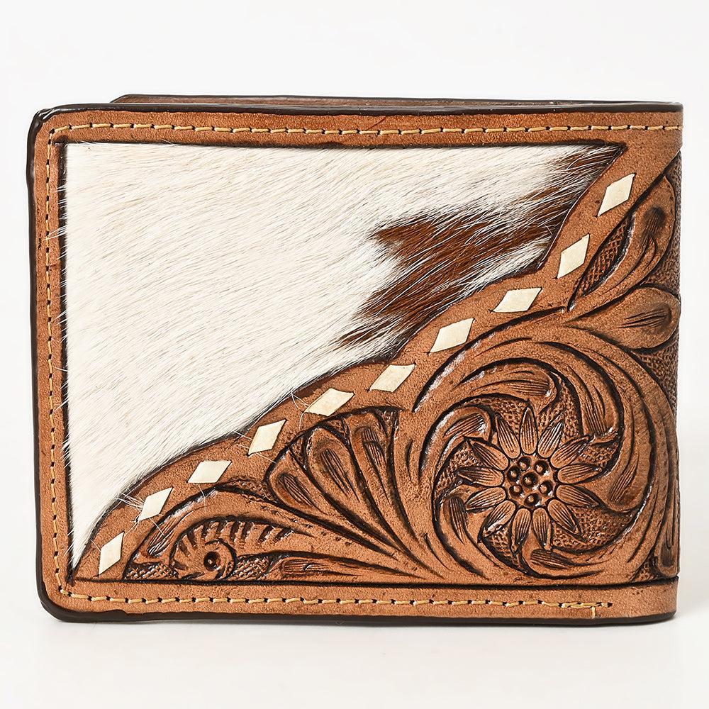 BAR H EQUINE Rodeo Floral Bifold &amp; Trifold Wallet For Men Women HairOn Genuine Leather Brown