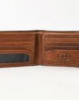 BAR H EQUINE Rodeo Floral Bifold & Trifold Wallet For Men Women HairOn Genuine Leather Brown