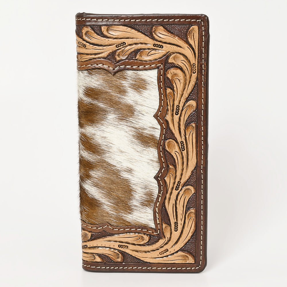 BAR H EQUINE Rodeo Floral Bifold &amp; Trifold Wallet For Men Women HairOn Genuine Leather Brown