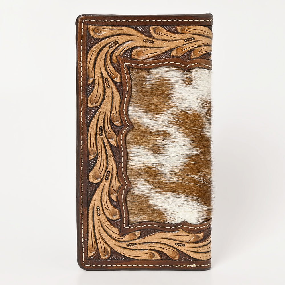 BAR H EQUINE Rodeo Floral Bifold &amp; Trifold Wallet For Men Women HairOn Genuine Leather Brown