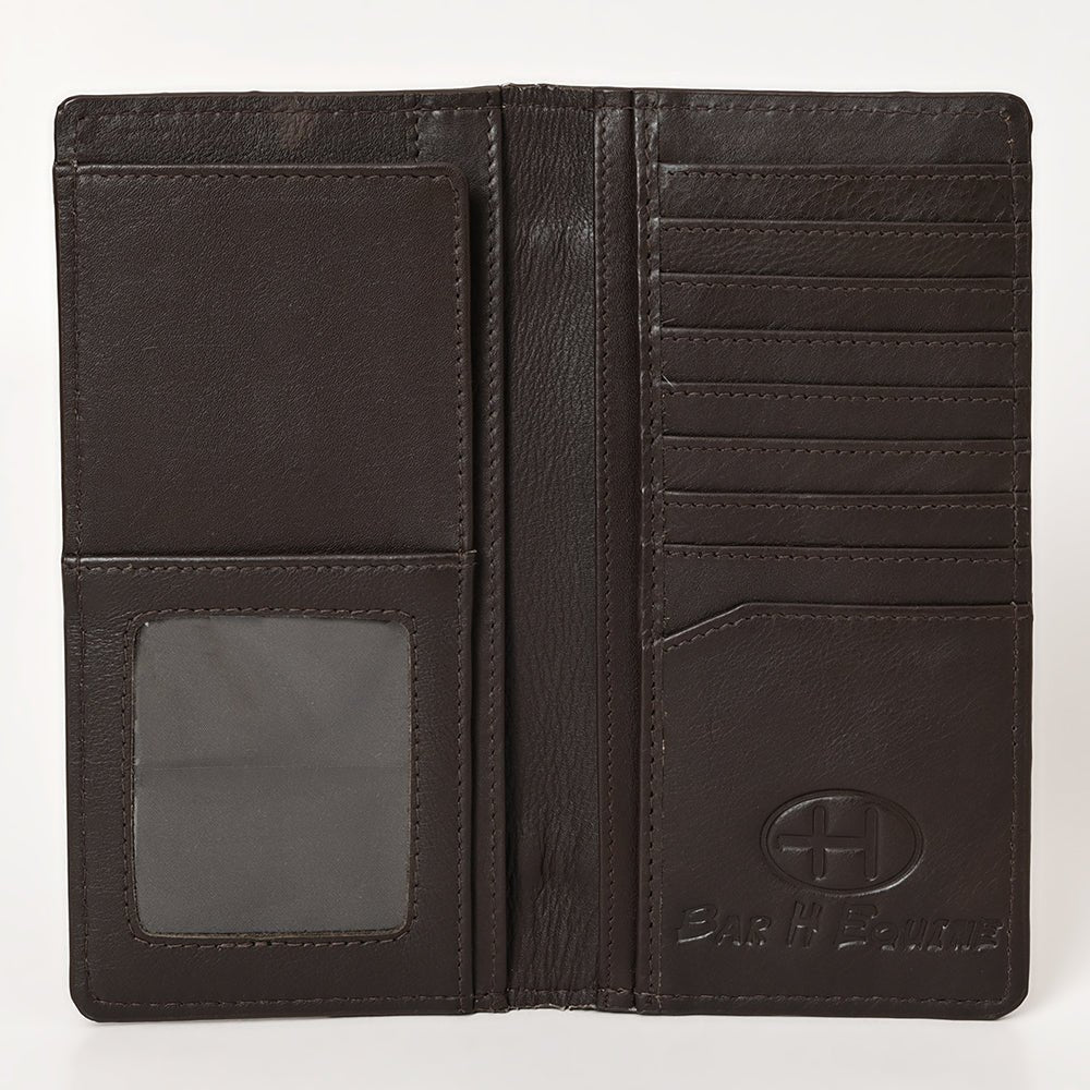 BAR H EQUINE Rodeo Floral Bifold &amp; Trifold Wallet For Men Women HairOn Genuine Leather Brown