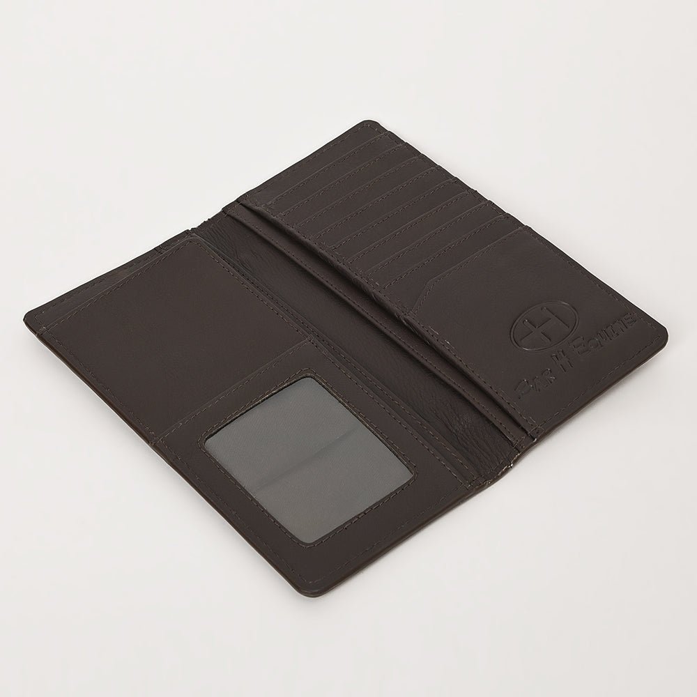 BAR H EQUINE Rodeo Floral Bifold &amp; Trifold Wallet For Men Women HairOn Genuine Leather Brown