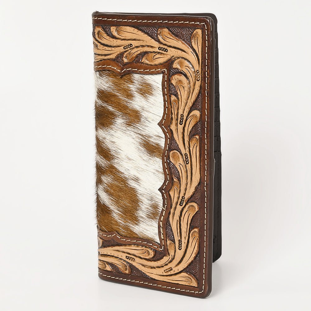 BAR H EQUINE Rodeo Floral Bifold &amp; Trifold Wallet For Men Women HairOn Genuine Leather Brown
