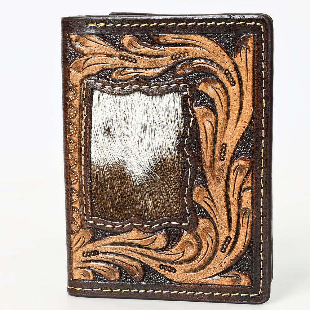 BAR H EQUINE Rodeo Floral Bifold &amp; Trifold Wallet For Men Women HairOn Genuine Leather Brown