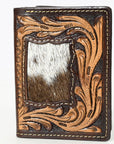 BAR H EQUINE Rodeo Floral Bifold & Trifold Wallet For Men Women HairOn Genuine Leather Brown