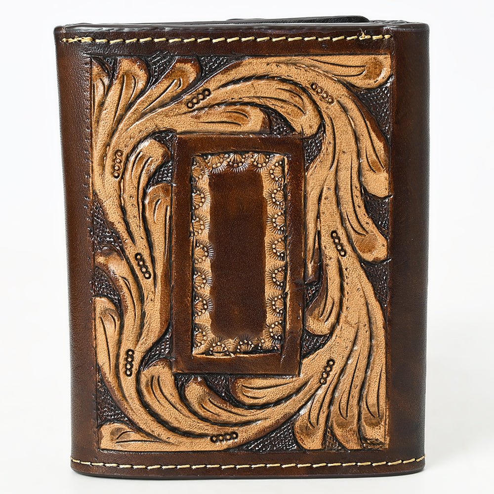 BAR H EQUINE Rodeo Floral Bifold &amp; Trifold Wallet For Men Women HairOn Genuine Leather Brown