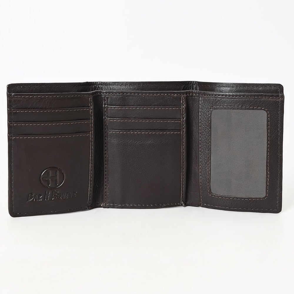 BAR H EQUINE Rodeo Floral Bifold &amp; Trifold Wallet For Men Women HairOn Genuine Leather Brown